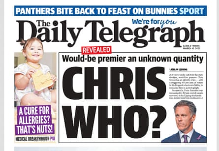 The Daily Telegraph informa que el 60% del electorado de Chris Minns no lo reconoce.