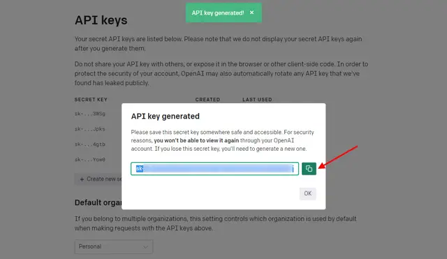 clave API openAI - chatgpt linux