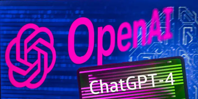 Logotipos de ChatGPT y OpenAI en neón