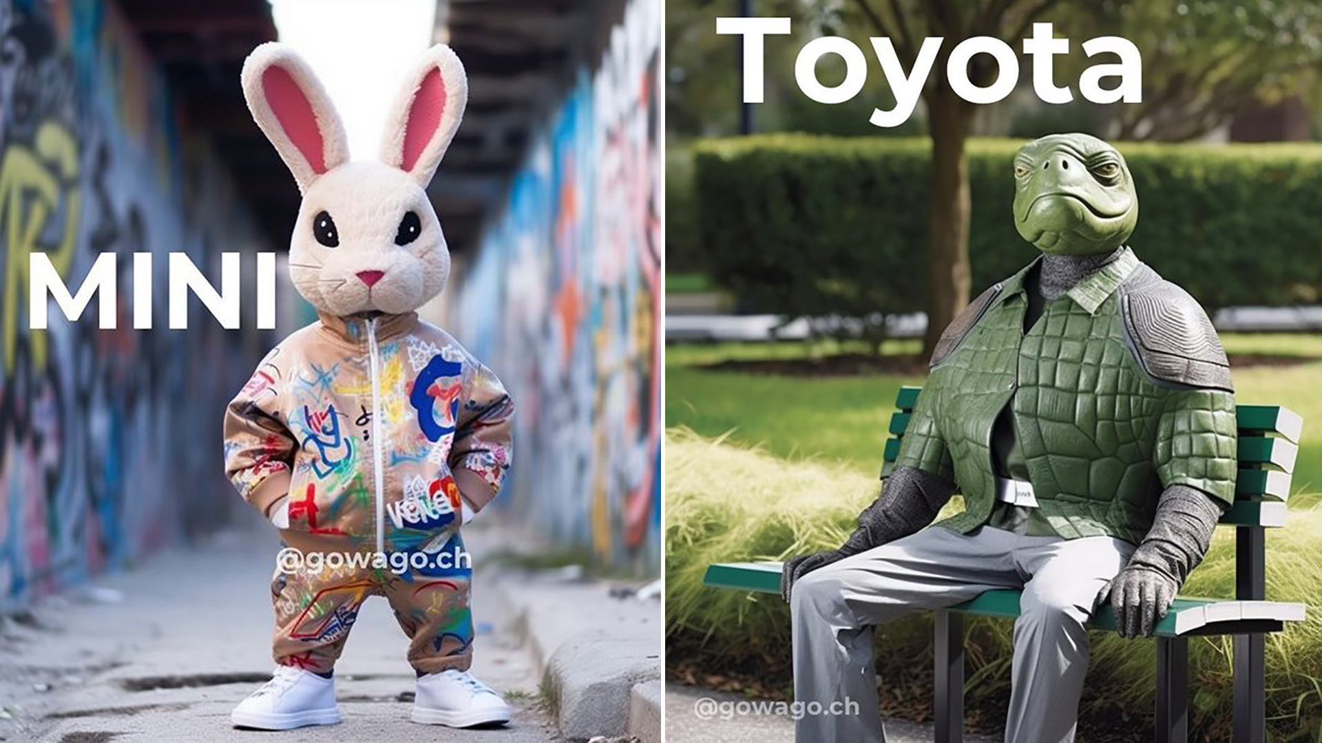 MINI puede darse cuenta por satisfecho con un conejo moderno y ágil, en cambio Toyota podría considerar que una tortuga representa algunos valores de su marca, pero algunos definitivamente no