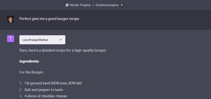 Usando el complemento en ChatGPT