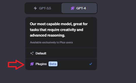 Botón de complementos en ChatGPT